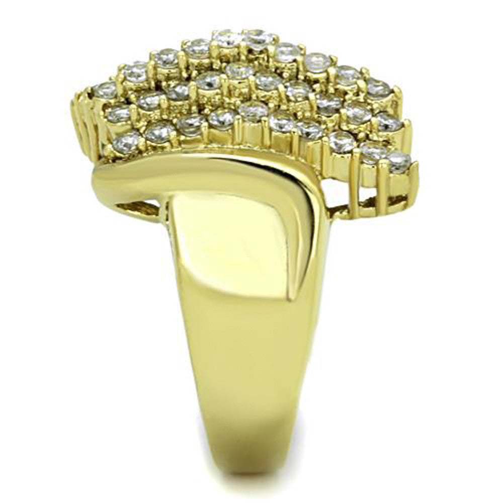 ARTK1554 Stunning 1 Ct CZ Stainless Steel 14k Gold IP Cocktail Ring Women's Size 5-10